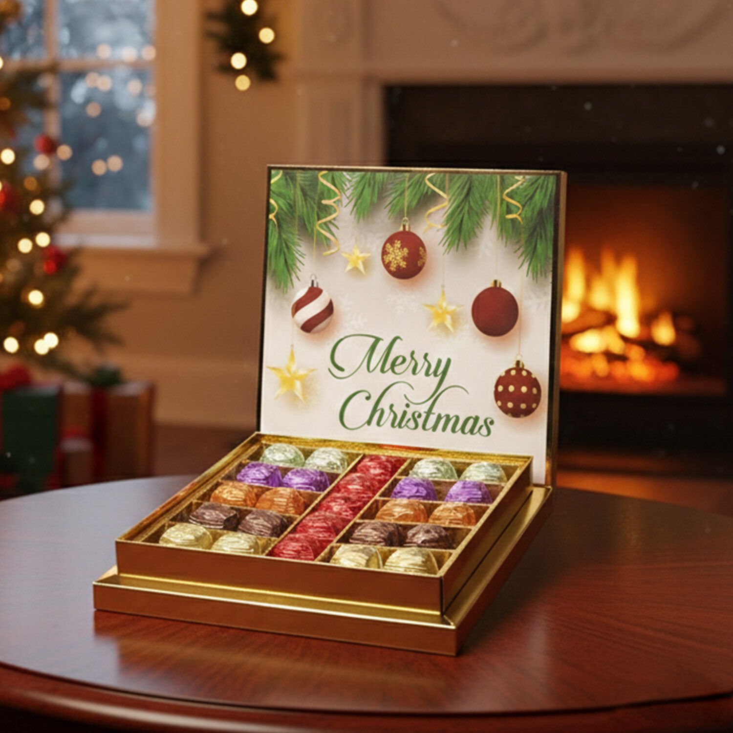 Yılbaşı Merry Christmas Temalı 25'li Sargılı Special Çikolata Kutusu (375gr)