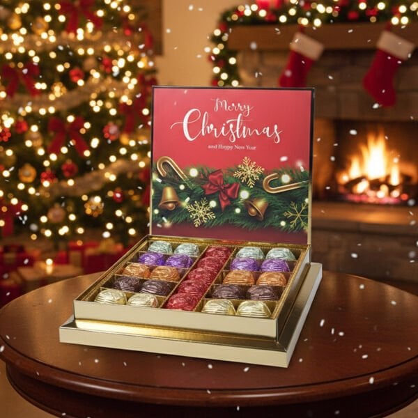 Yılbaşı Merry Christmas Temalı 25'li Sargılı Special Çikolata Kutusu (375gr)