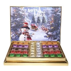 Yılbaşı Kardan Adam & Geyik Arabası Temalı 42'li Sargılı Special Çikolata Kutusu (650gr)