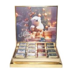 Yılbaşı Kutup Ayısı Temalı 32 Adetli Madlen Çikolata Kutusu (245gr)