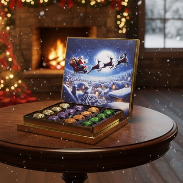 Yılbaşı Noel Baba & Geyik Temalı 16'lı Sargılı Special Çikolata Kutusu (240gr)