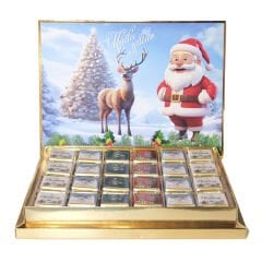 Yılbaşı Noel Baba & Geyik Temalı 48Adetli Madlen Çikolata Kutusu (550gr)