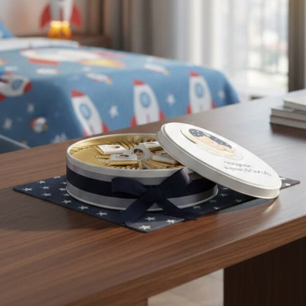 Erkek Bebek Teneke Çikolata Kutusu