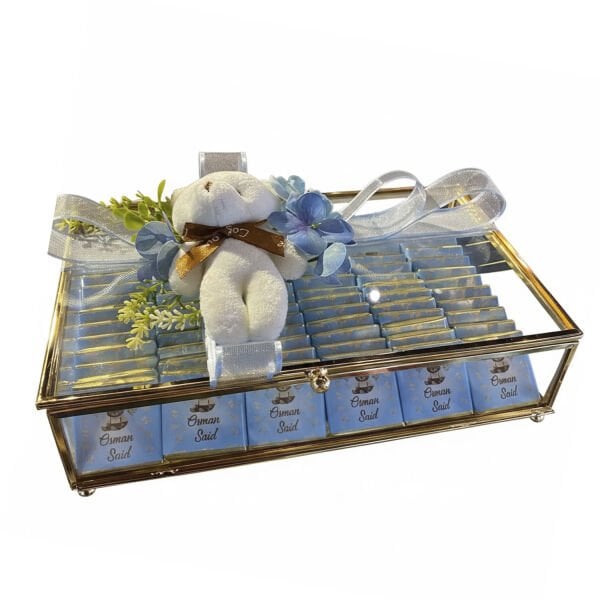 Erkek Bebek Orta Boy Cam Çikolata Kutusu