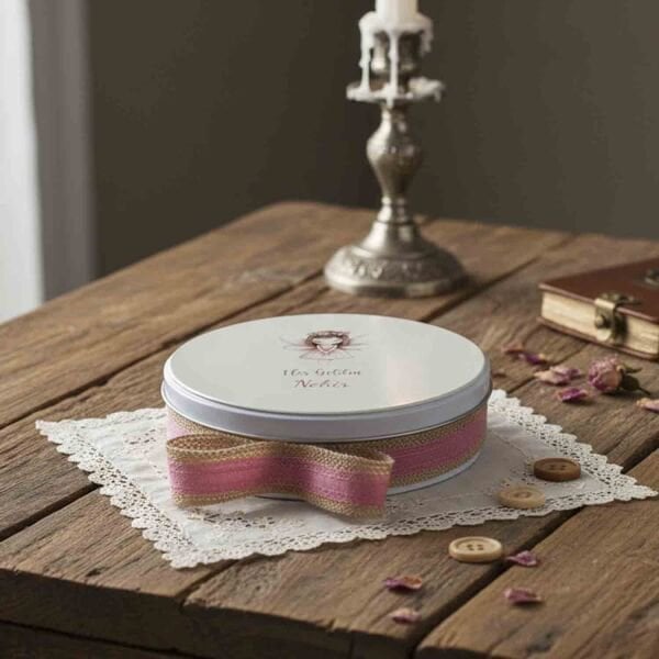 Kız Bebek Teneke Çikolata Kutusu